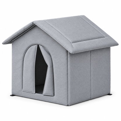 Outdoor cat house, weatherproof insulated cat shelter, grey