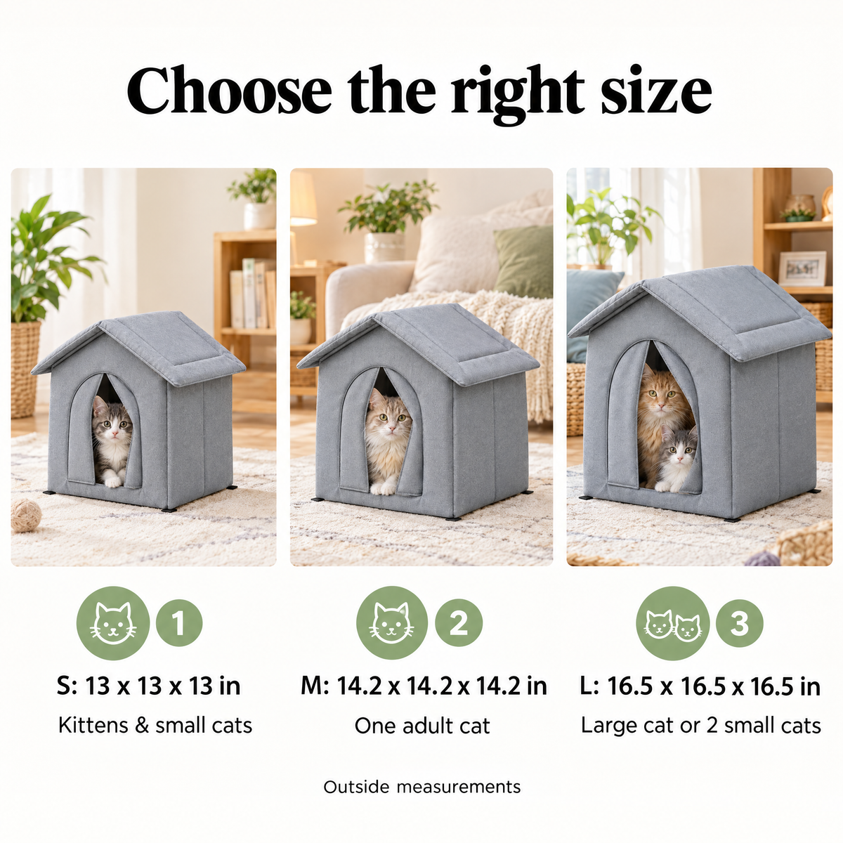 Outdoor cat house sizes S, M and L