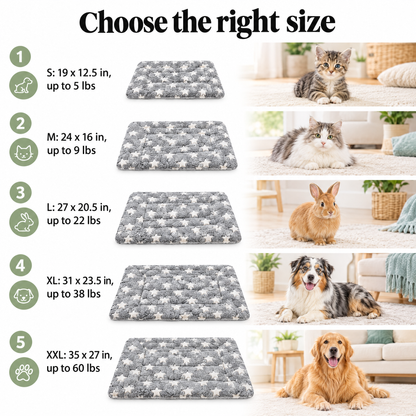 Pet bed mat sizes S to XXL