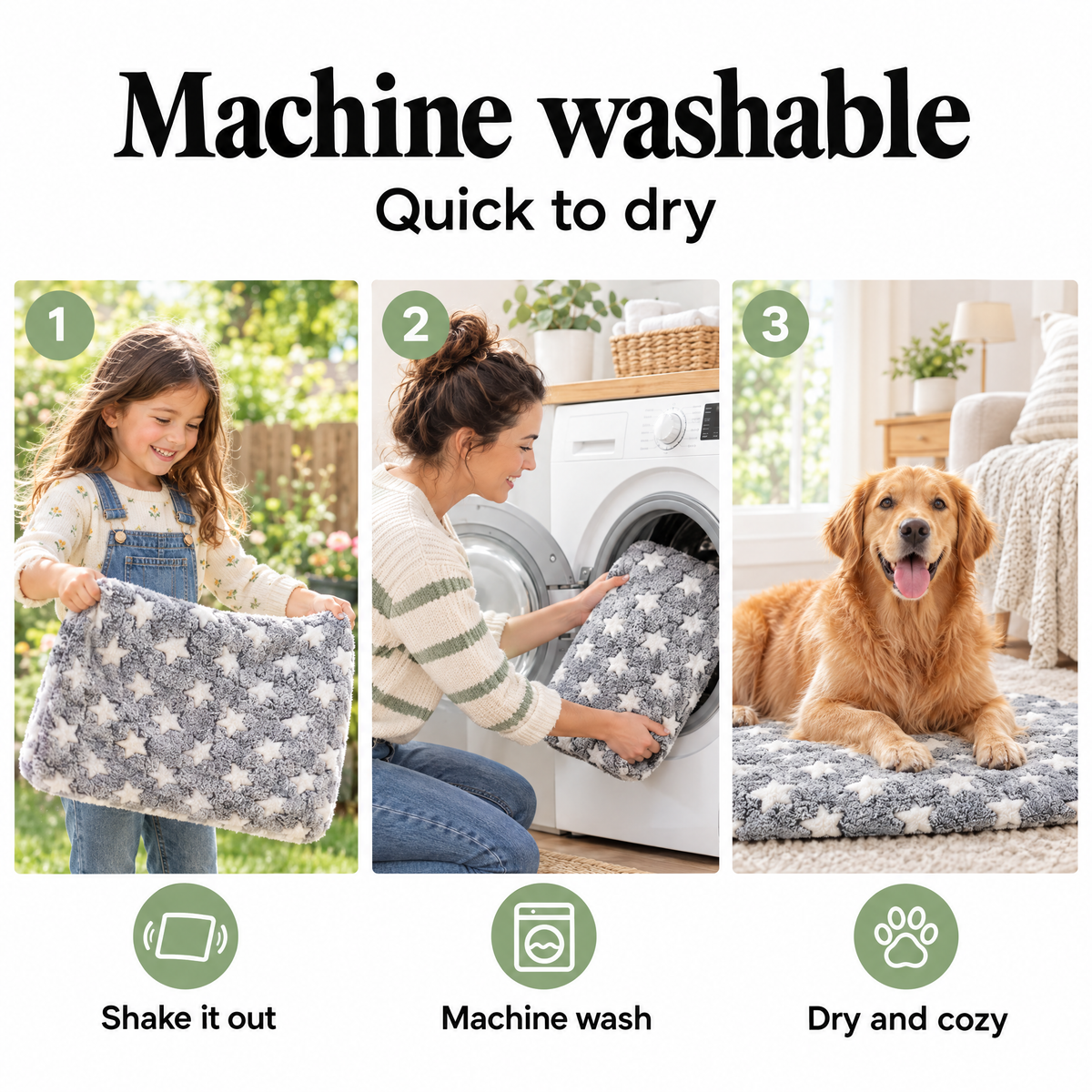 Machine washable pet bed mat