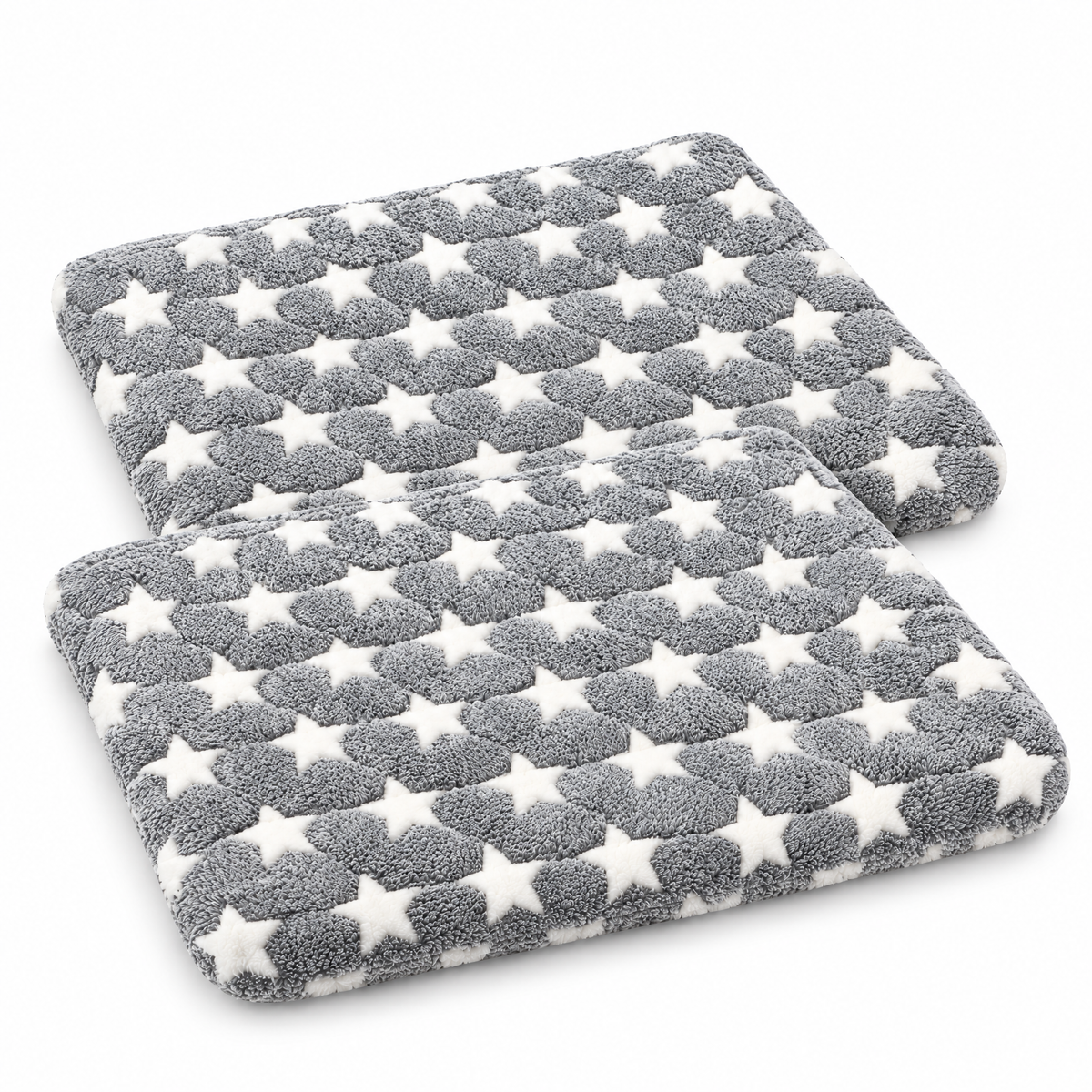 Pet bed mat pack of 2, grey with white stars