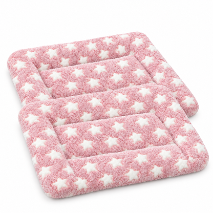 Pet bed mat pack of 2, pink with white stars