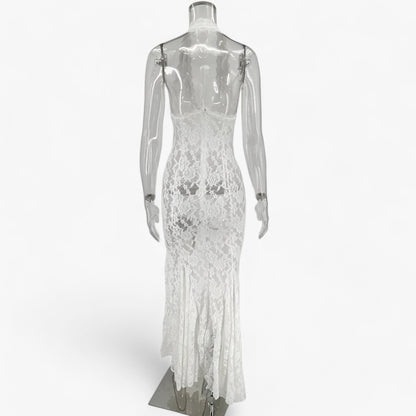 Chic Backless Lace Maxi Dress