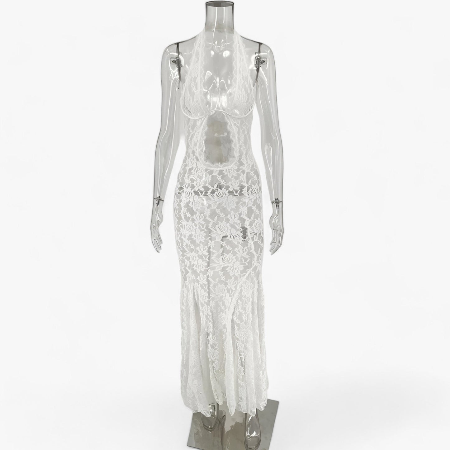 Chic Backless Lace Maxi Dress