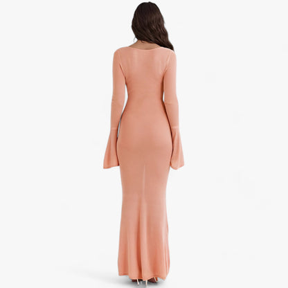 Seductive Orange Bodycon Maxi Dress