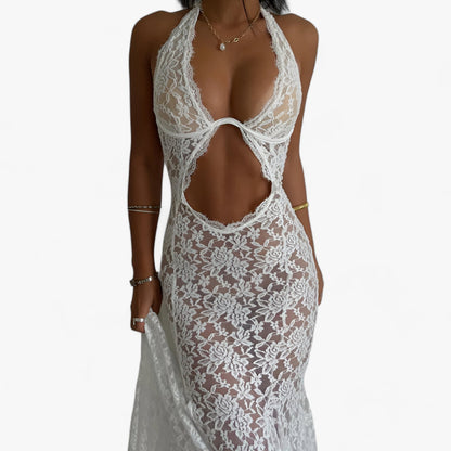 Chic Backless Lace Maxi Dress