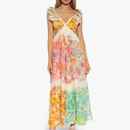 Chic Floral Maxi Dress with Ruffles