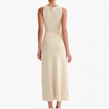 Elegant Sleeveless Maxi Dress with Golden Accents