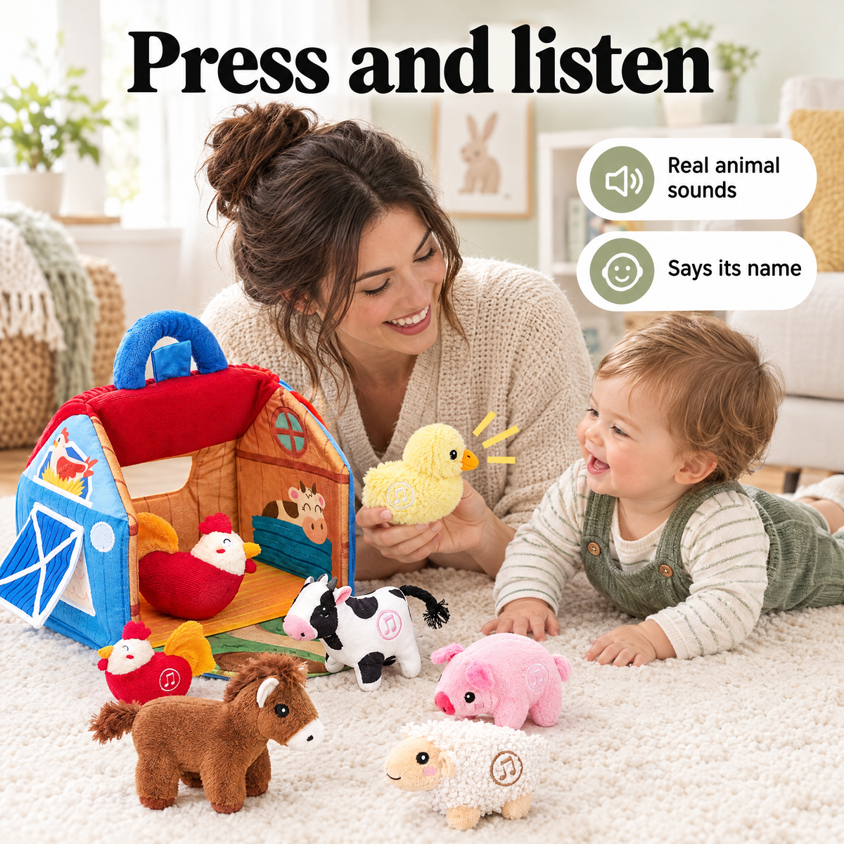 Plush barn animals with sound