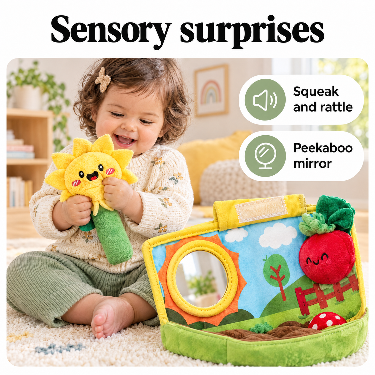 Plush vegetable baby toys – sensory surprises