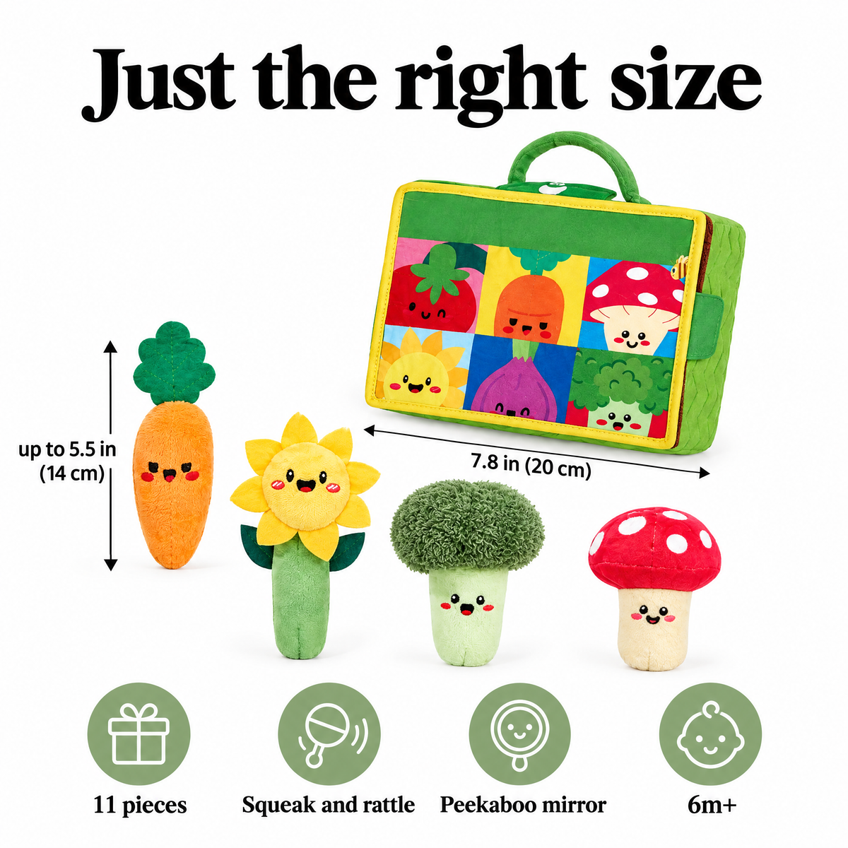 Plush vegetable baby toys – just the right size