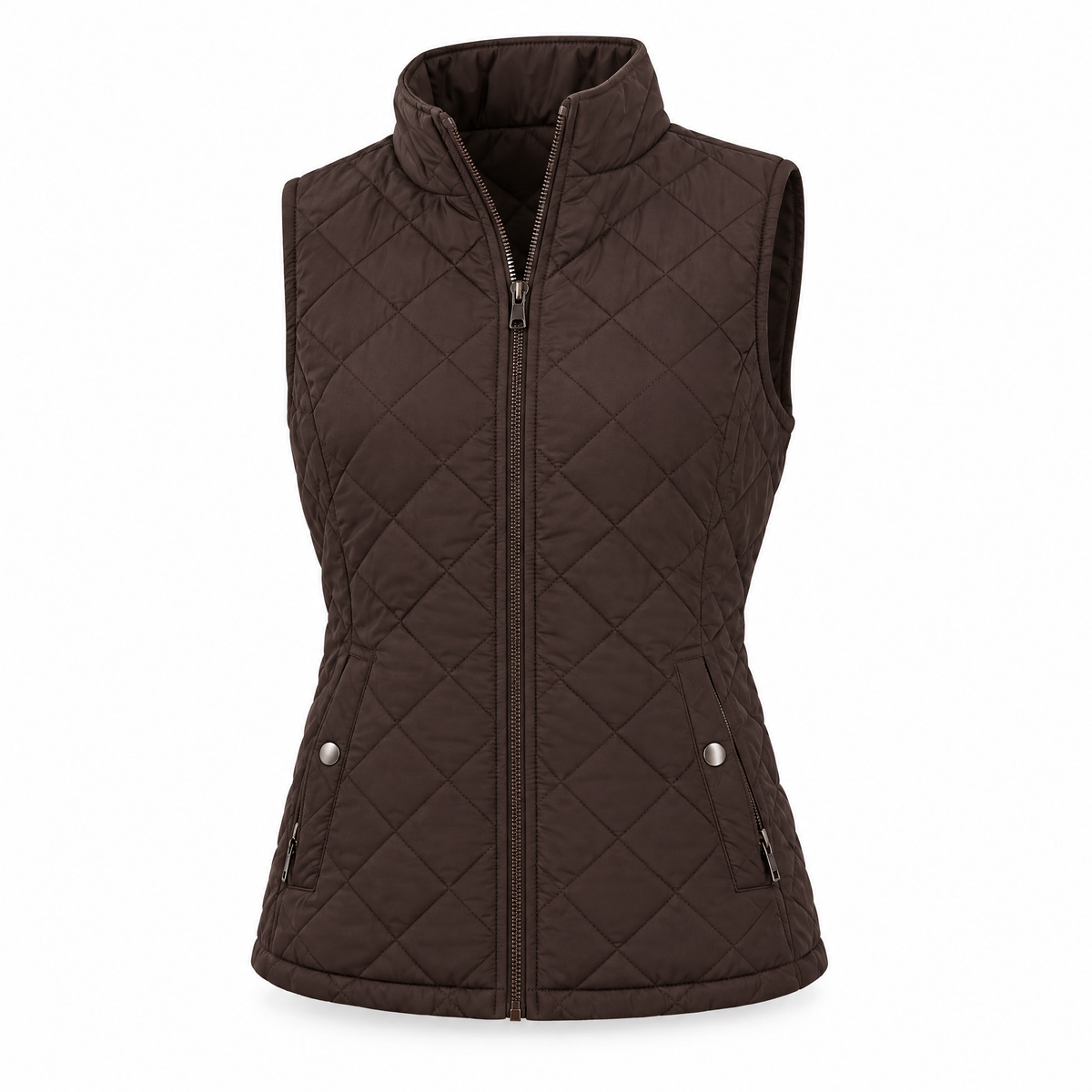 Quilted vest for women – coffee