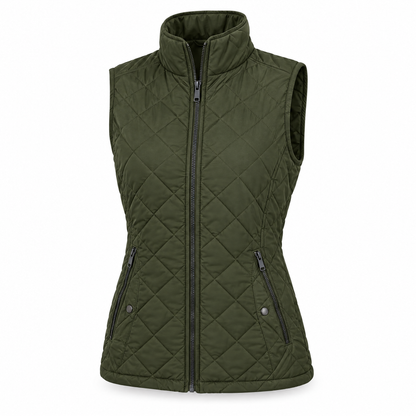 Quilted vest for women – army green
