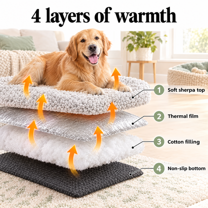 Self-warming cat mat with 4 layers and thermal film