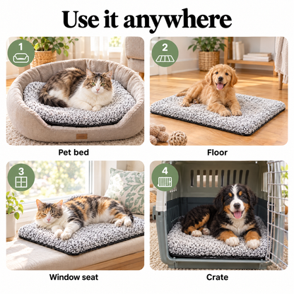 Self-warming mat for pet bed, floor, window seat and crate