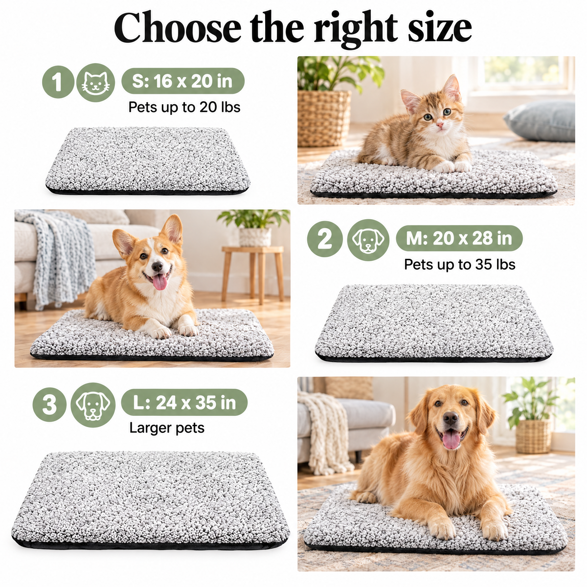 Self-warming cat bed mat sizes S, M and L