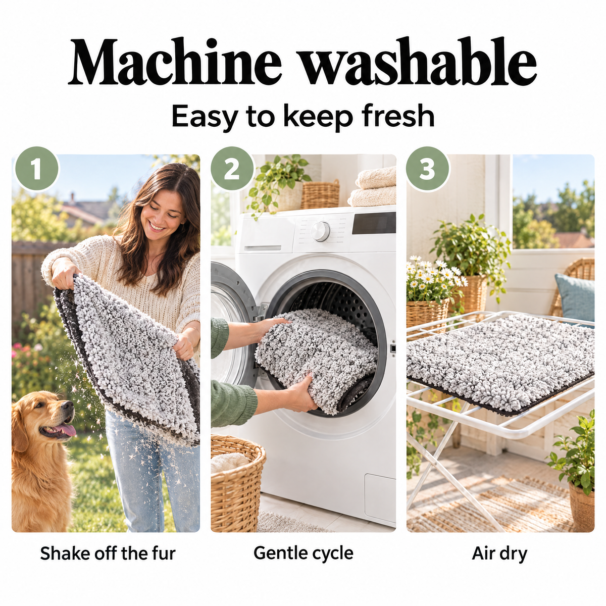 Machine washable self-warming pet mat