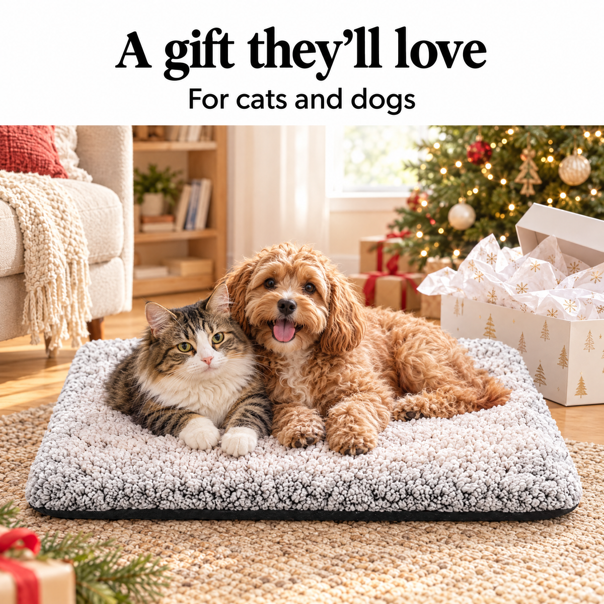 Self-warming cat bed mat gift for cats and dogs