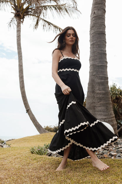 Elegant Black and White Long Dress