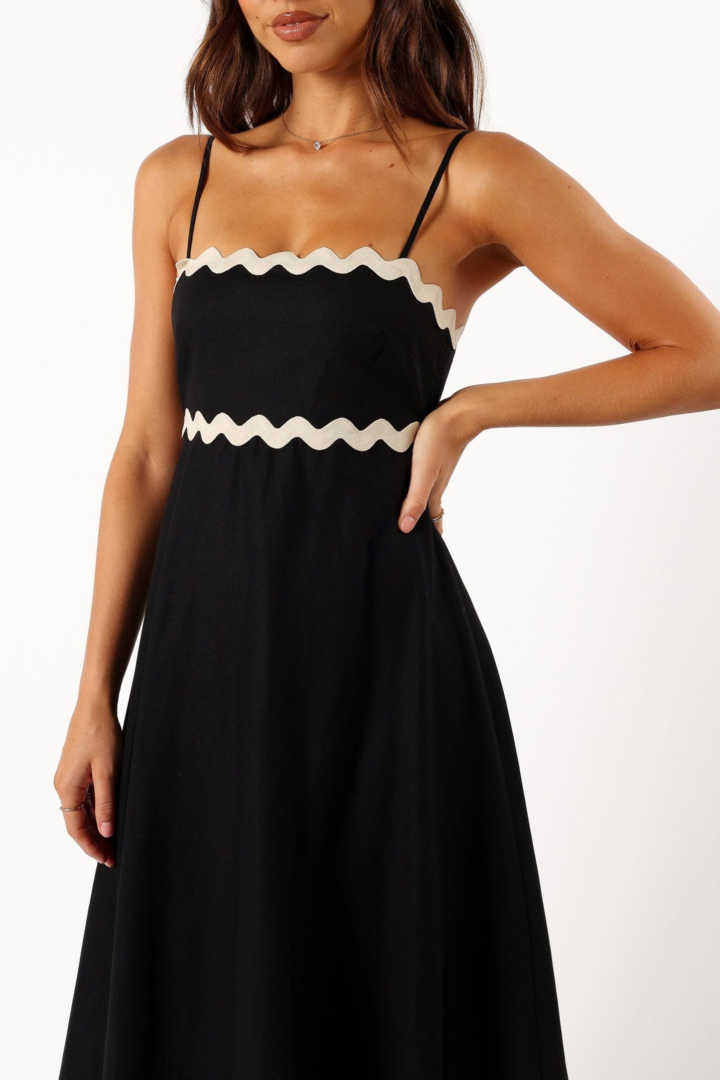 Elegant Black and White Long Dress