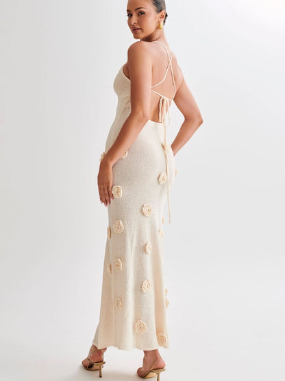 Elegant Rose Print Maxi Dress