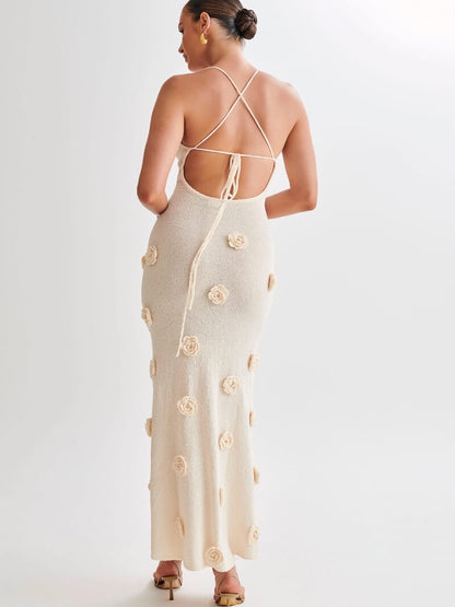 Elegant Rose Print Maxi Dress