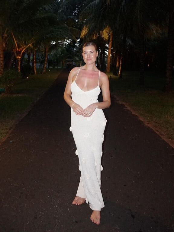 Elegant Rose Print Maxi Dress