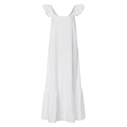Charming Ruffled Shoulder Maxi Dress