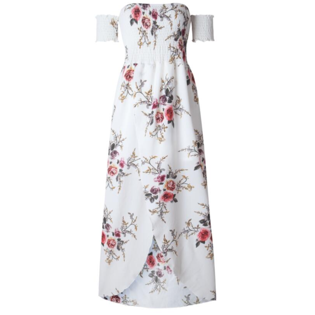 Floral Maxi Dress with Dropped Shoulders