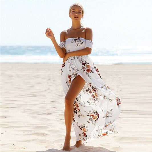 Floral Maxi Dress with Dropped Shoulders