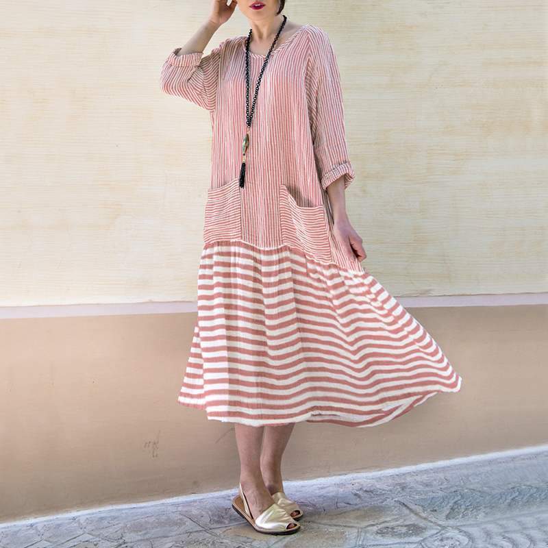 Flowy Maxi Beach Dress with Puff Sleeves