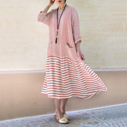 Flowy Maxi Beach Dress with Puff Sleeves