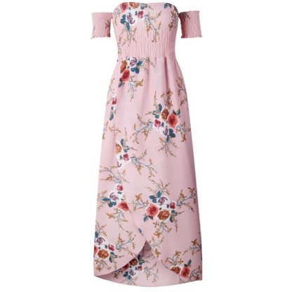 Floral Maxi Dress with Dropped Shoulders
