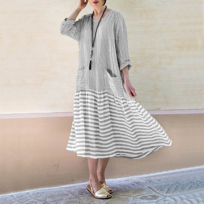 Flowy Maxi Beach Dress with Puff Sleeves