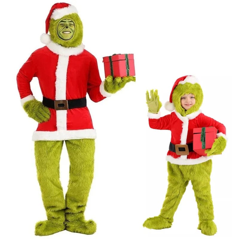 Festive Green Character Costume and Mask for Adults & Kids