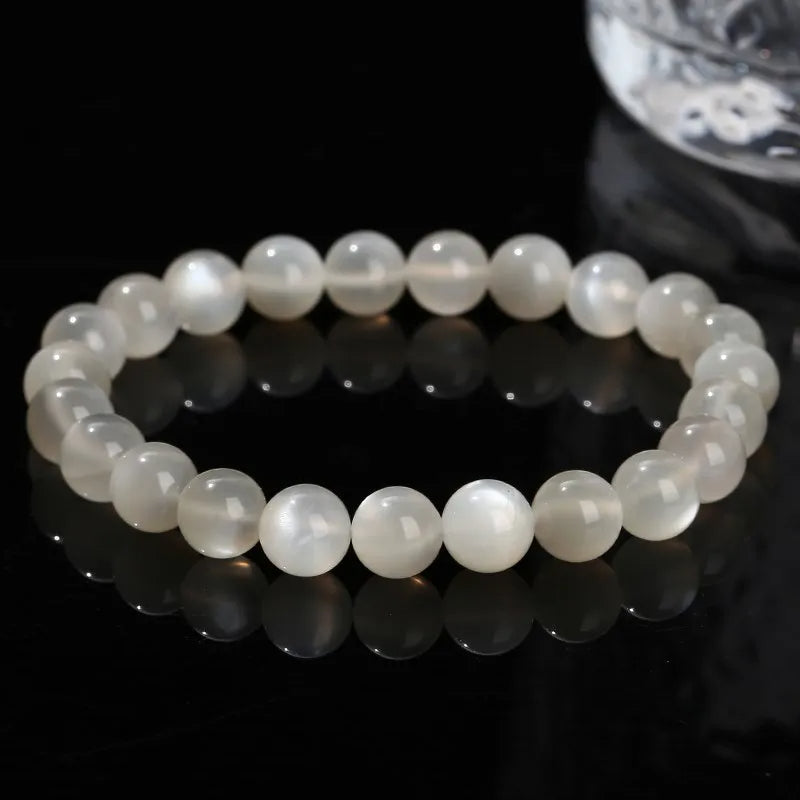 White Moonstone Beaded Bracelet