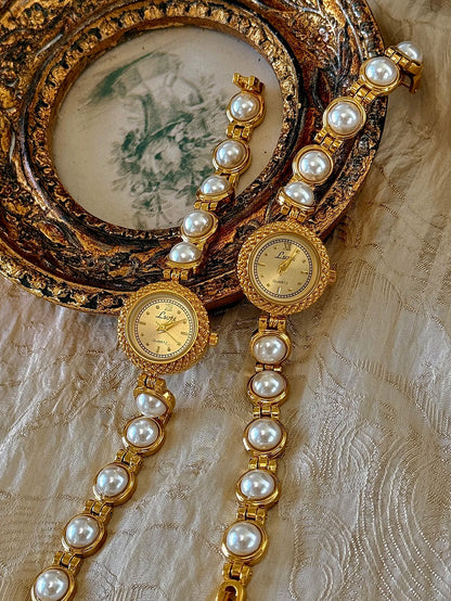 ELEANOR - Gold & Pearl Bracelet Vintage Watch