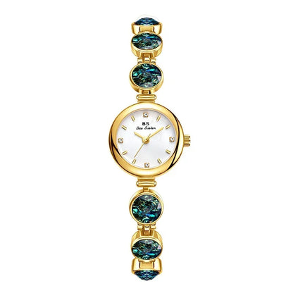 OPALIA - Elegant Gold Watch with Peacock Stone Accents