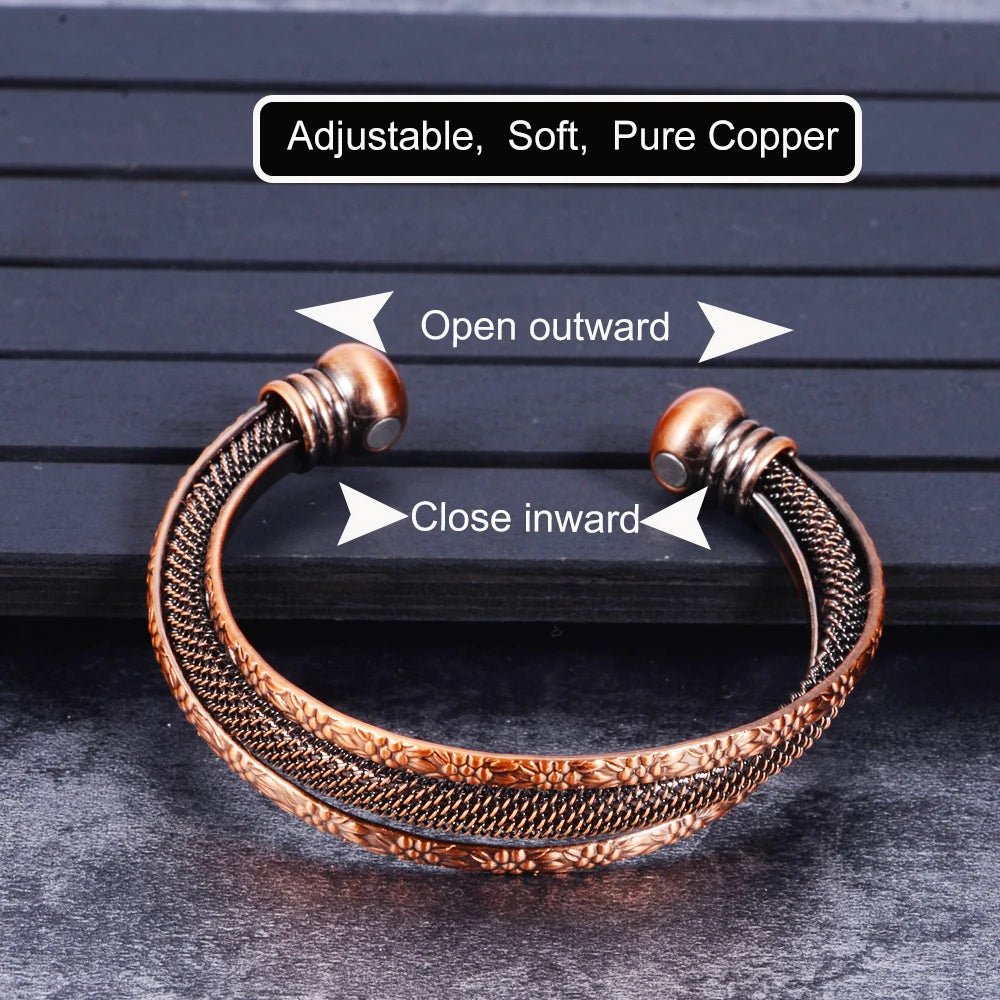 Vintage Copper Bracelet for Men with Magnets