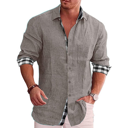 Men's Long Sleeve Shirt with Classic Collar