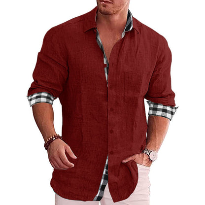 Men's Long Sleeve Shirt with Classic Collar